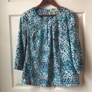 Banana Republic 3/4 Sleeve Blouse - Blue Pattern